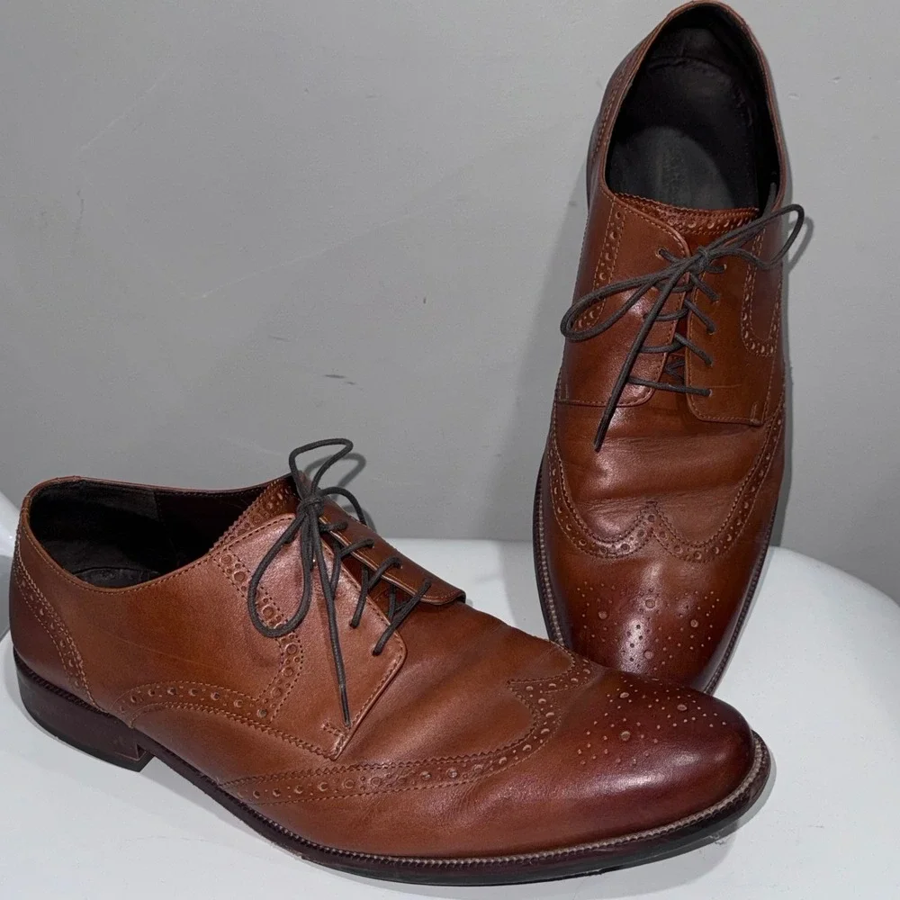 Cole Haan Williams Wingtip‎ Oxford Men 14 British Tan Good C24116 Leather Brogue